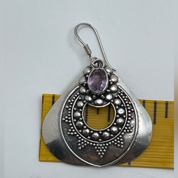 Large Amethyst & Sterling Earrings! - Picture 6 of 8